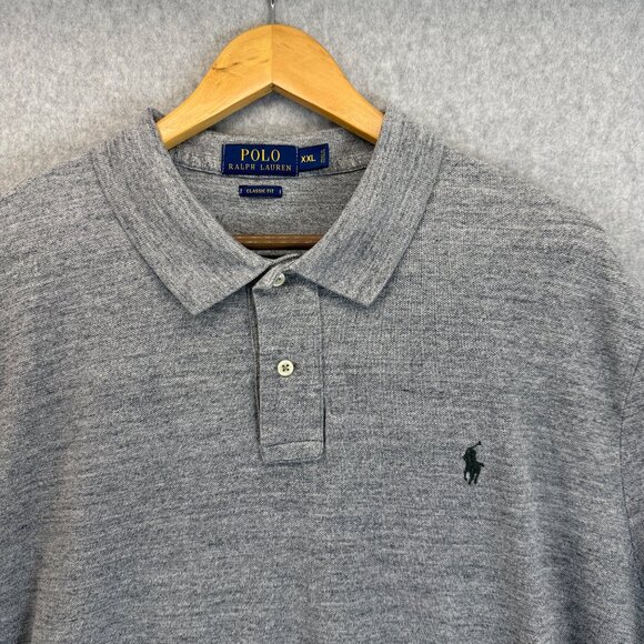 POLO Ralph Lauren Mens Heather Gray Polo Shirt Short Sleeve Collared Size XXL - Picture 2 of 12